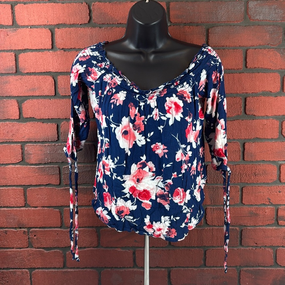 Gypsies & Moondust Shirt Womens Medium Floral Quarter‎ Sleeve
